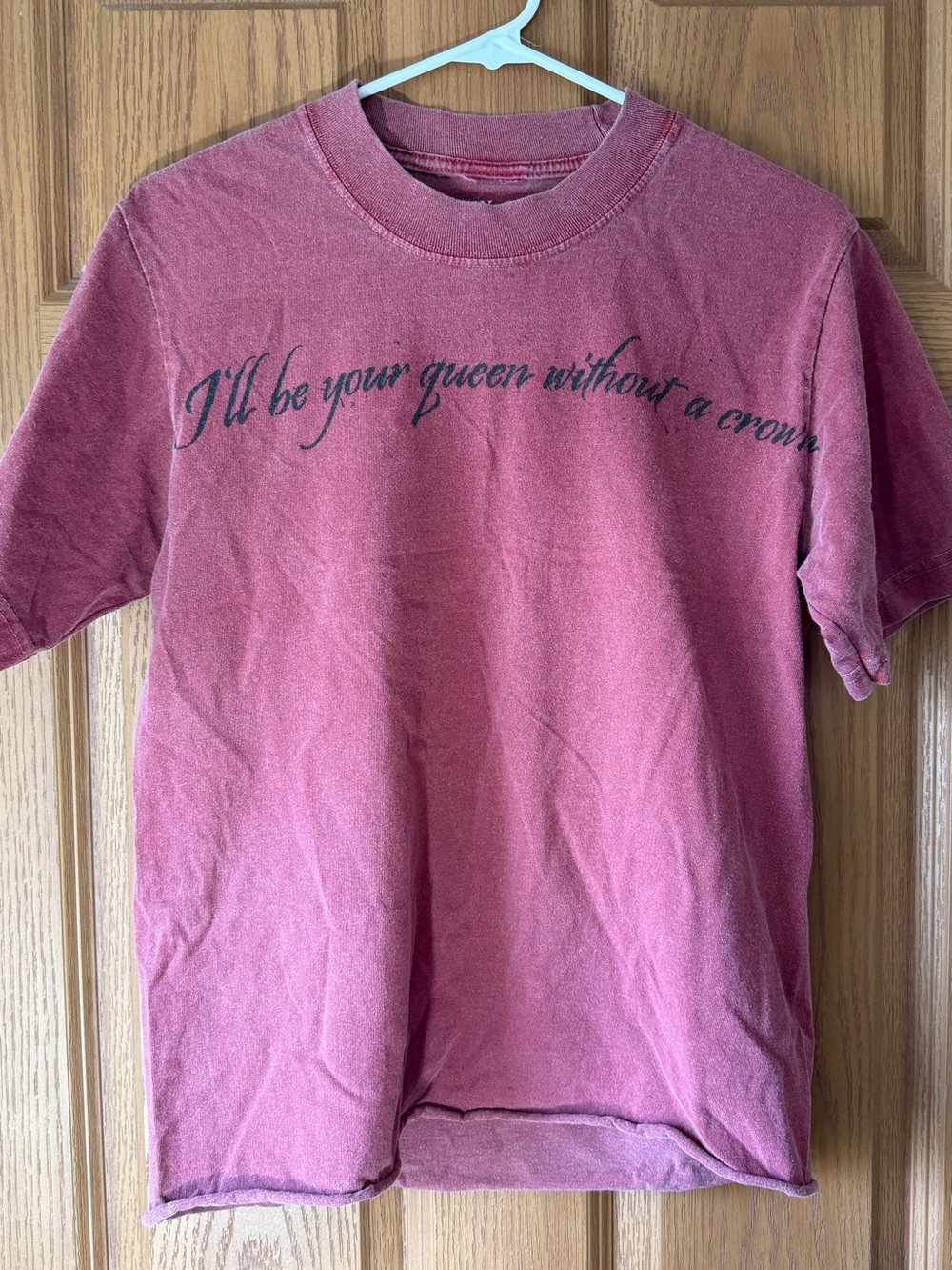 Faded Berry Pink Short Sleeve Tee with Scripted Front